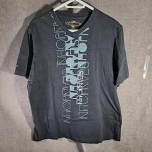 Sean John Vertical Logo Black White and Grey Graphic Tee V-Neck VG L